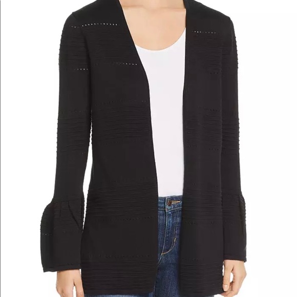 NWT -Heather B Black Stretch Bell-Sleeve Cardigan - Picture 1 of 4